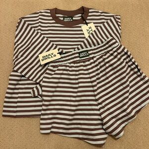 NWT Daily Drills Striped Shorts and Long Sleeve set